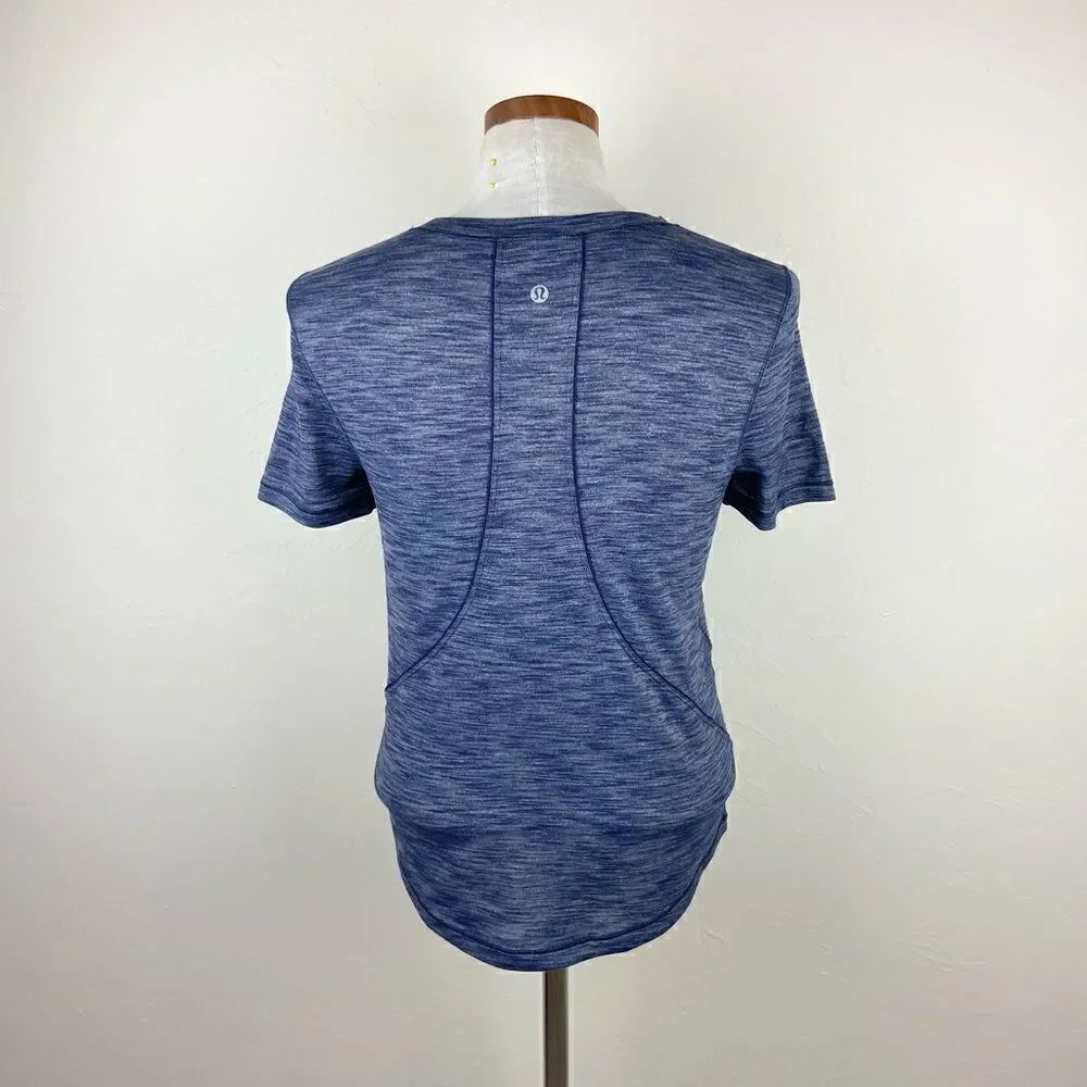 Lululemon Long Distance Short Sleeve Tee - Heathered Deep Navy - Picture 6 of 7
